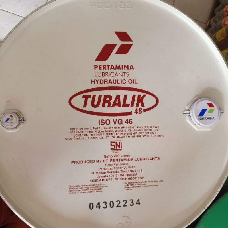 Oli hidrolik Turalik 48 ISO vg 46, Turalik 43 ISO vg 32, oli hidrolik 46, oli hidrolik 32 eceran kem