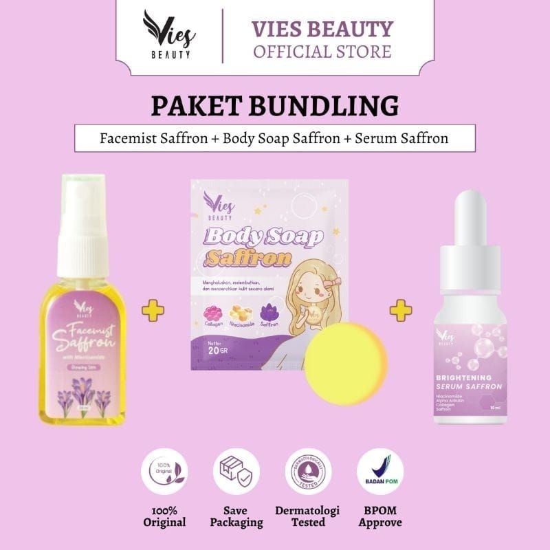 Paket Bundling pemutih / Sabun pemutih / sabun collagen/ Facemist Saffron / Serum Saffron BPOM
