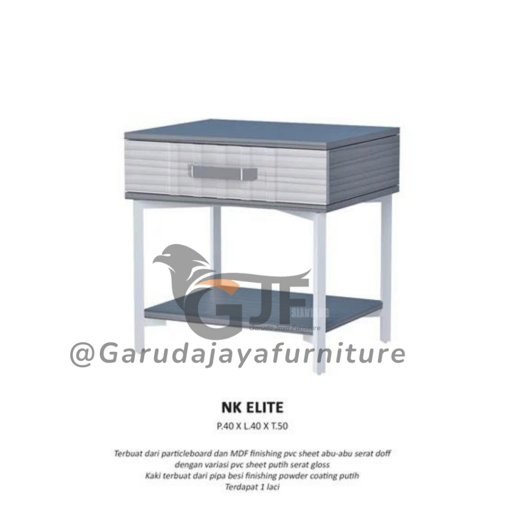 MEJA NAKAS SAMPING TEMPAT TIDUR/MEJA KECIL SAMPING KASUR/MEJA SUDUT KAKI BESI WARNA ABU PUTIH MINIMA