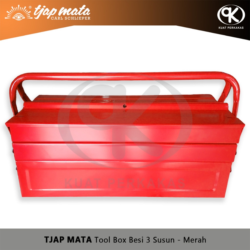 Tool Box 3 Susun TJAP MATA Kotak Perkakas Besi Merah