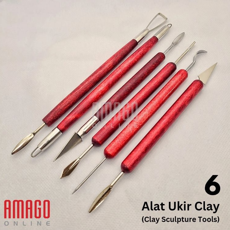 

Grosir 6 buah Alat Ukir clay Gagang Kayu Clay Sculpting and Pottery Tools