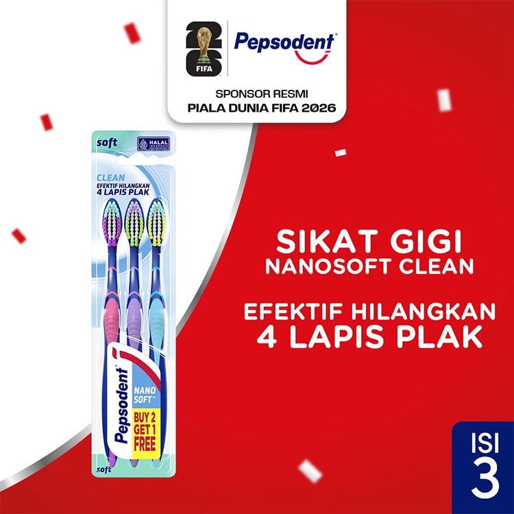 Pepsodent Sikat Gigi Nanosoft Clean Isi 3