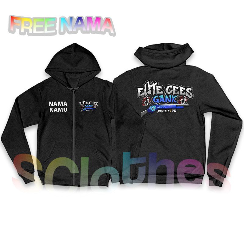 Jaket Anak Hoodie Zipper Anak Free Fire Kaos Anak ELITE CEES GANK VERSI SG MAMBA FREE NAMA