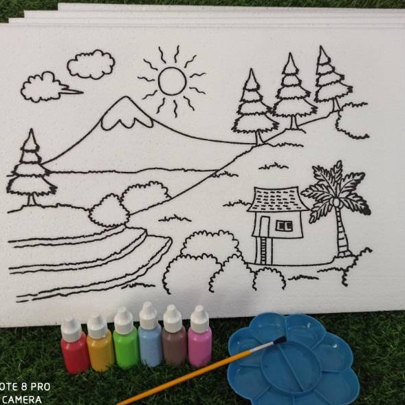 

bayar di tempat Alat melukis dan mewarnai 1 paket 6 gambar dan alat lukis ya