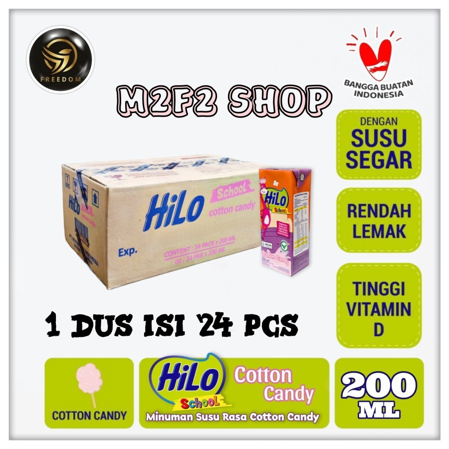 

Susu HiLo School Rasa Cotton Candy | Arum Manis Gulali Kotak UHT - 200 ml (Kemasan Karton)