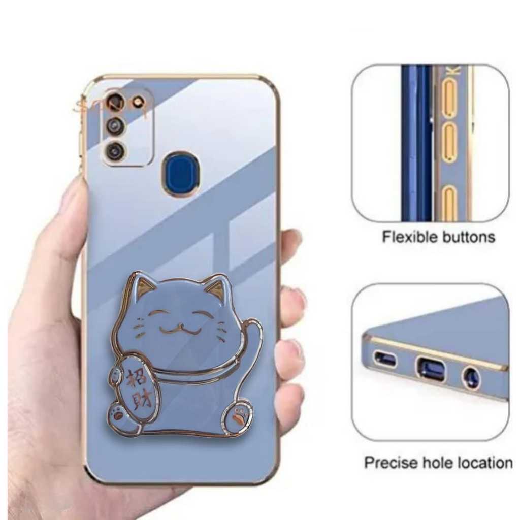 Soft Case For SAMSUNG M30S M21 Case Plating Mewah Ring Kucing Hoki Premium Case