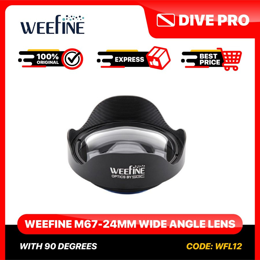 Weefine Wide Angel Lens M67-24mm With 90 Degrees Underwater Standard Wide Angle Conversion Lens