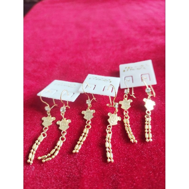 macam anting lapis emas emas model jurai, anting lapis emas model mickey jurai, anting kristal, anti