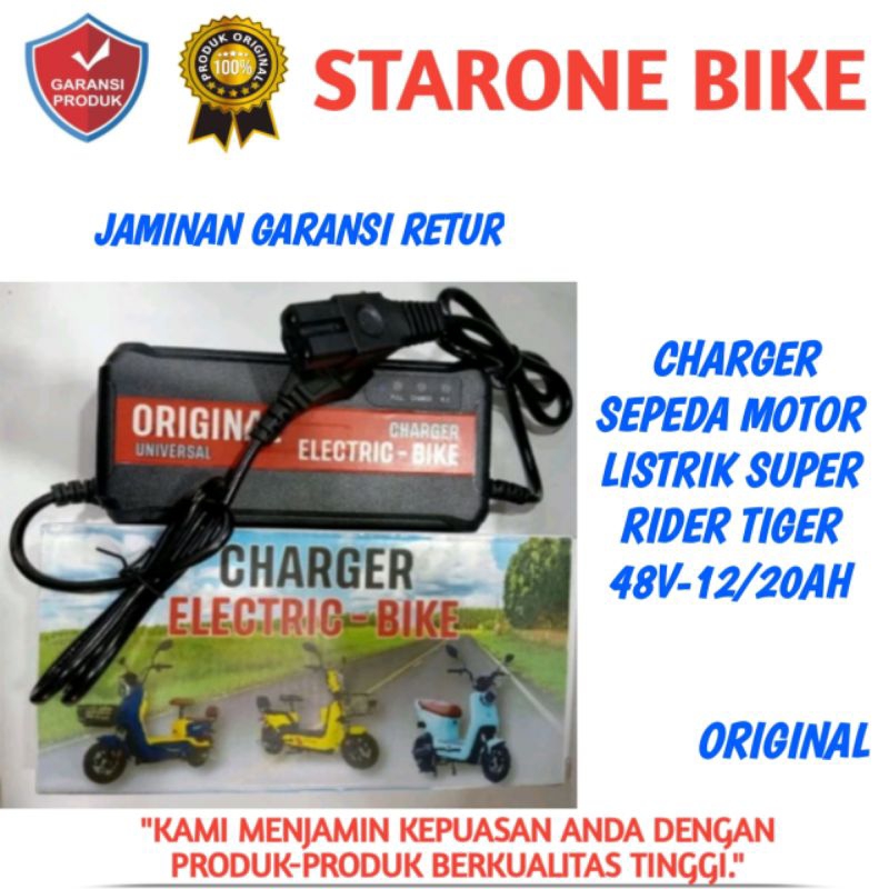 Casan sepeda listrik model 48V/12Ah, Original baterai aki - Super rider tiger