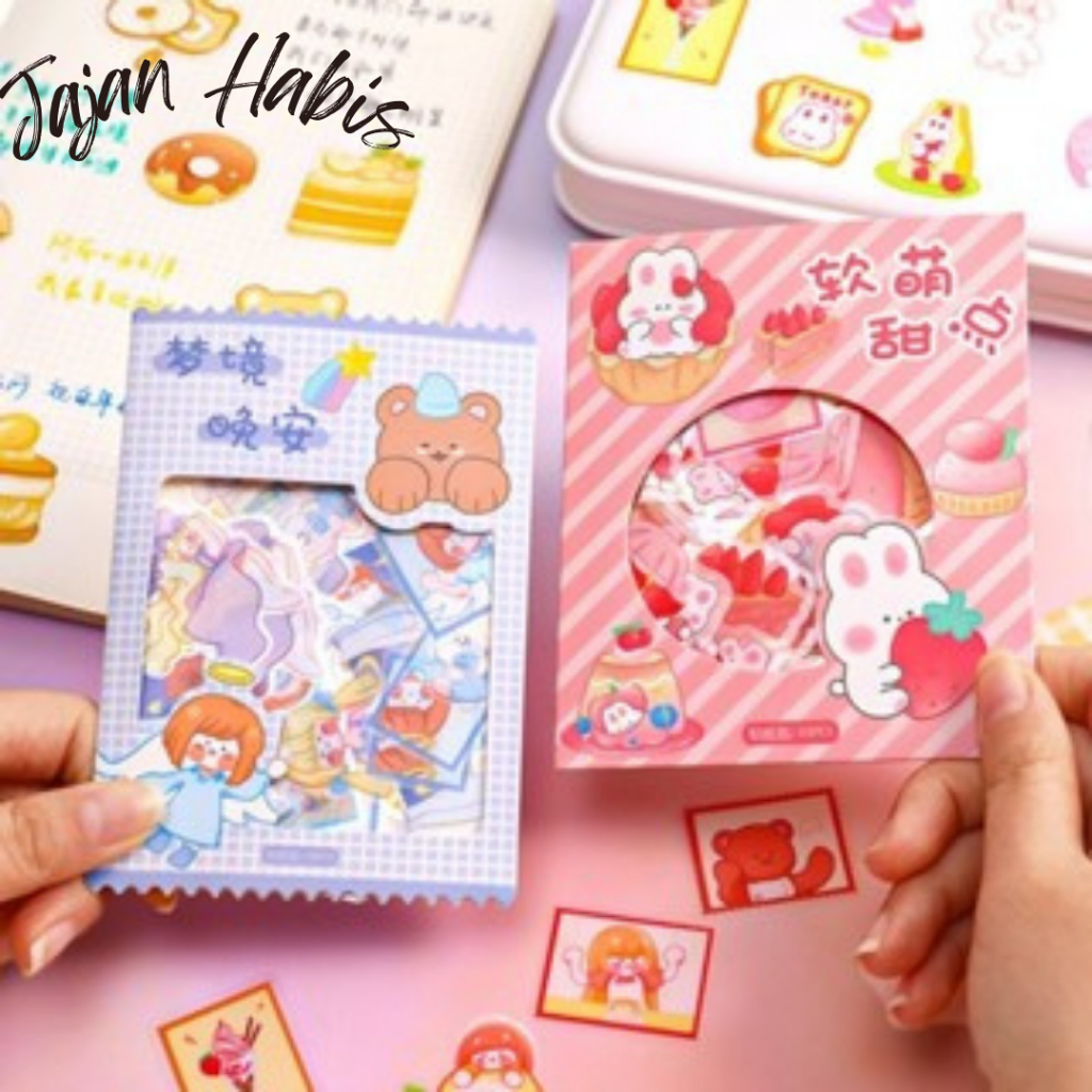 

JABIS Sticker Set Isi 45Pcs Karakter Lucu Aesthetic Waterproof Stiker Motif Kartun Korea Cute Girl Anti Air Stiker Diary Scrapbook DIY Sticker Journal Book