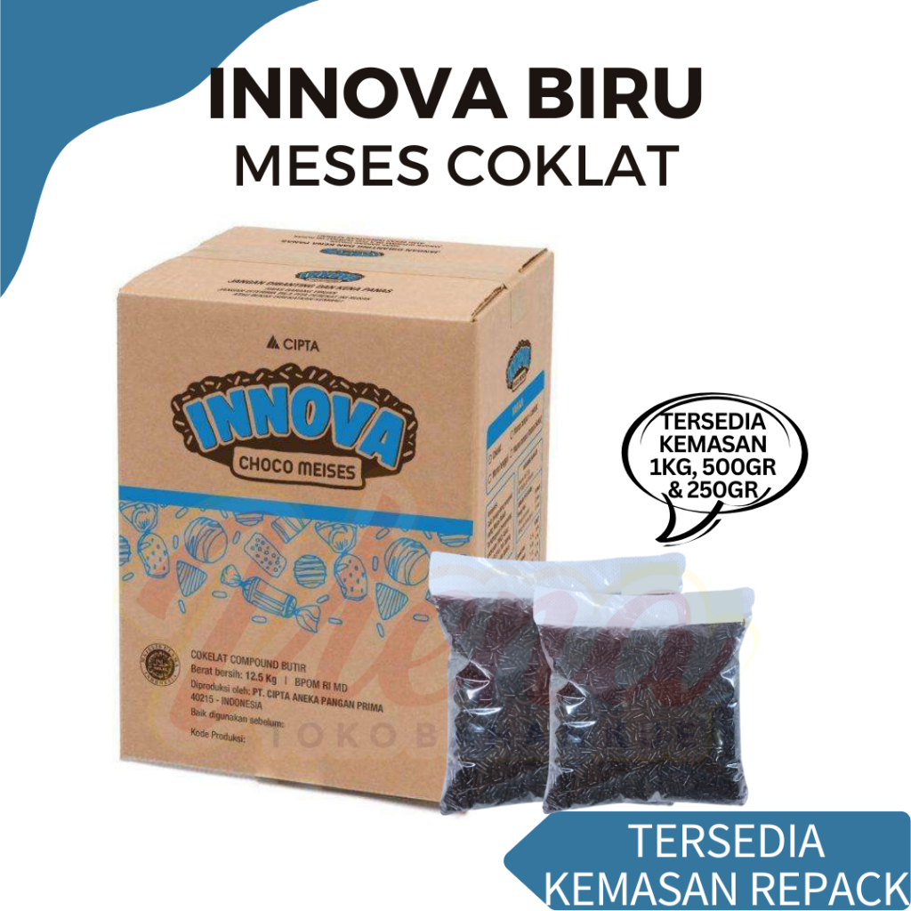 

Innova Biru Meses Coklat Kemasan REPACK 250gr / Meses Hitam Rasa Coklat