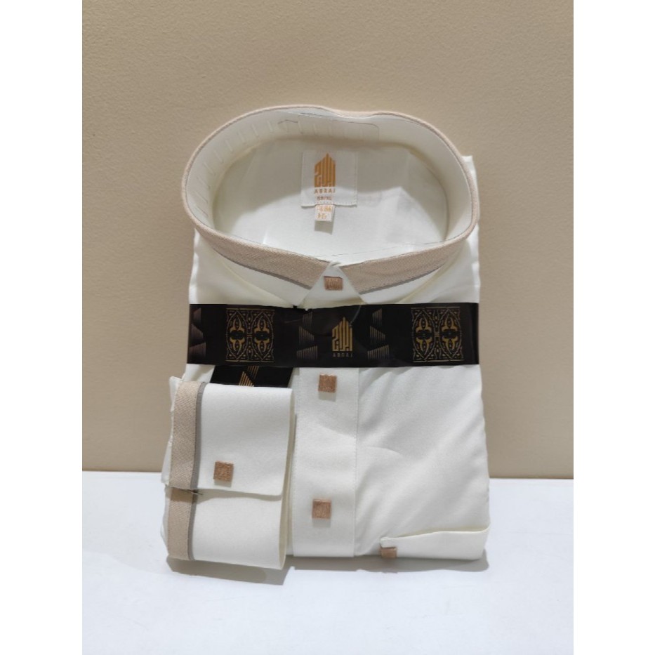 ABRAJ by Al Haramain Jubah / Gamis Pria Dewasa Slimfit Manset Premium SCC (167 A) | Putih Tulang | Cream-Putih Tulang