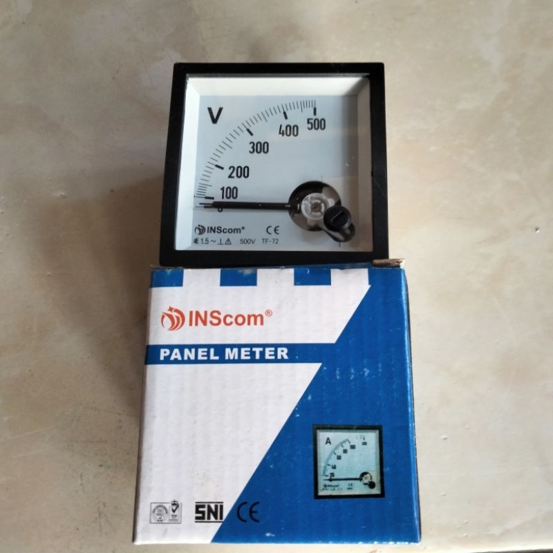 INScom TF 72 Volt meter / voltmeter 500V / 500 Volt 72 x 72 panel analog jarum