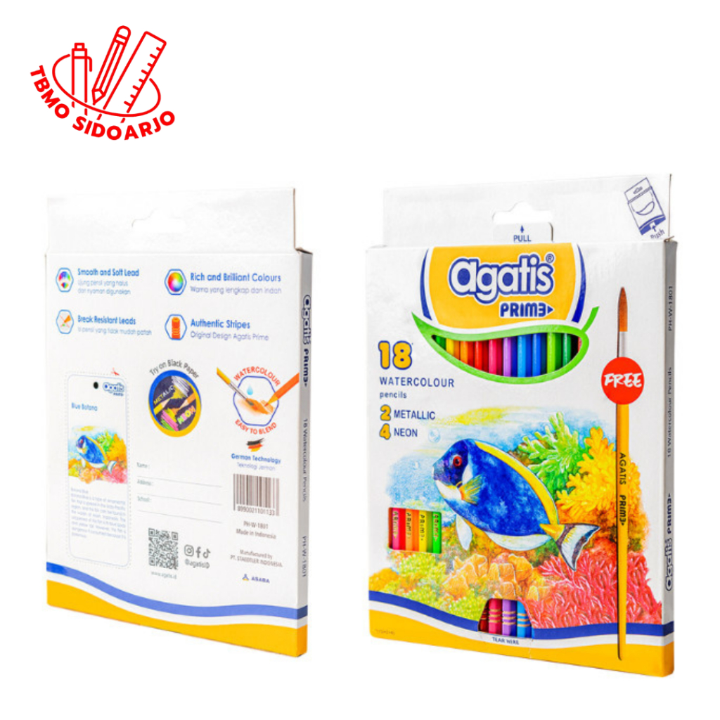 

TBMO Agatis Prime Watercolour Pencil 18 Warna / Pensil Warna PH-W-1801