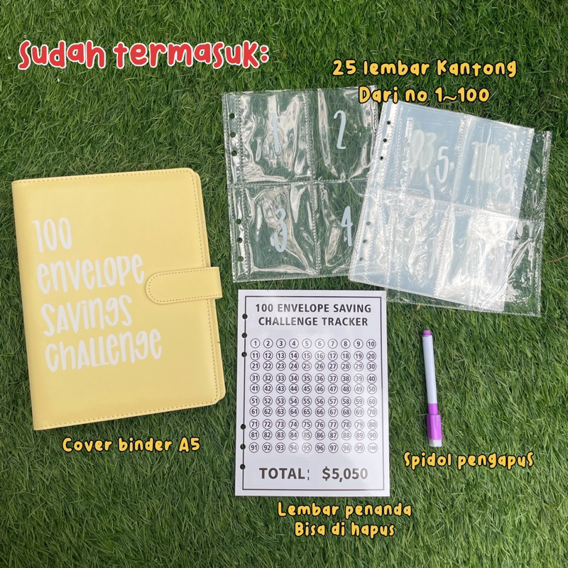 

READY STOCK 100 envelope savings challenge A5 1 set