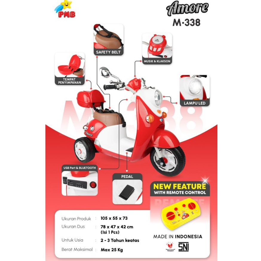 MOTOR AKI ANAK PMB SCOOPY M338 / M 338 ADA REMOTE