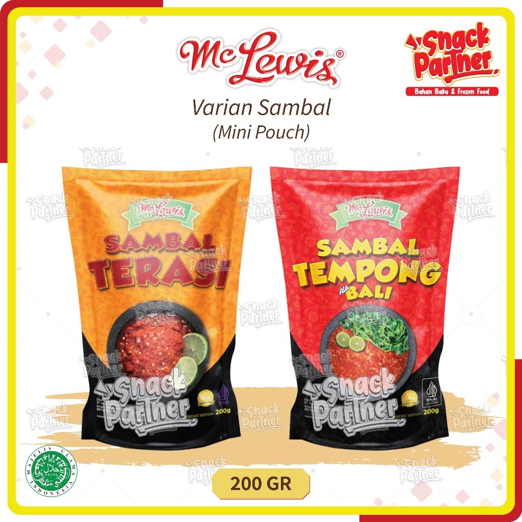 

MC LEWIS | VARIAN SAMBAL 200 GR Mini Pouch - Saus Saos Sambel Terasi Tempong Bali Cabe Pedas Chili Sauce 200GR