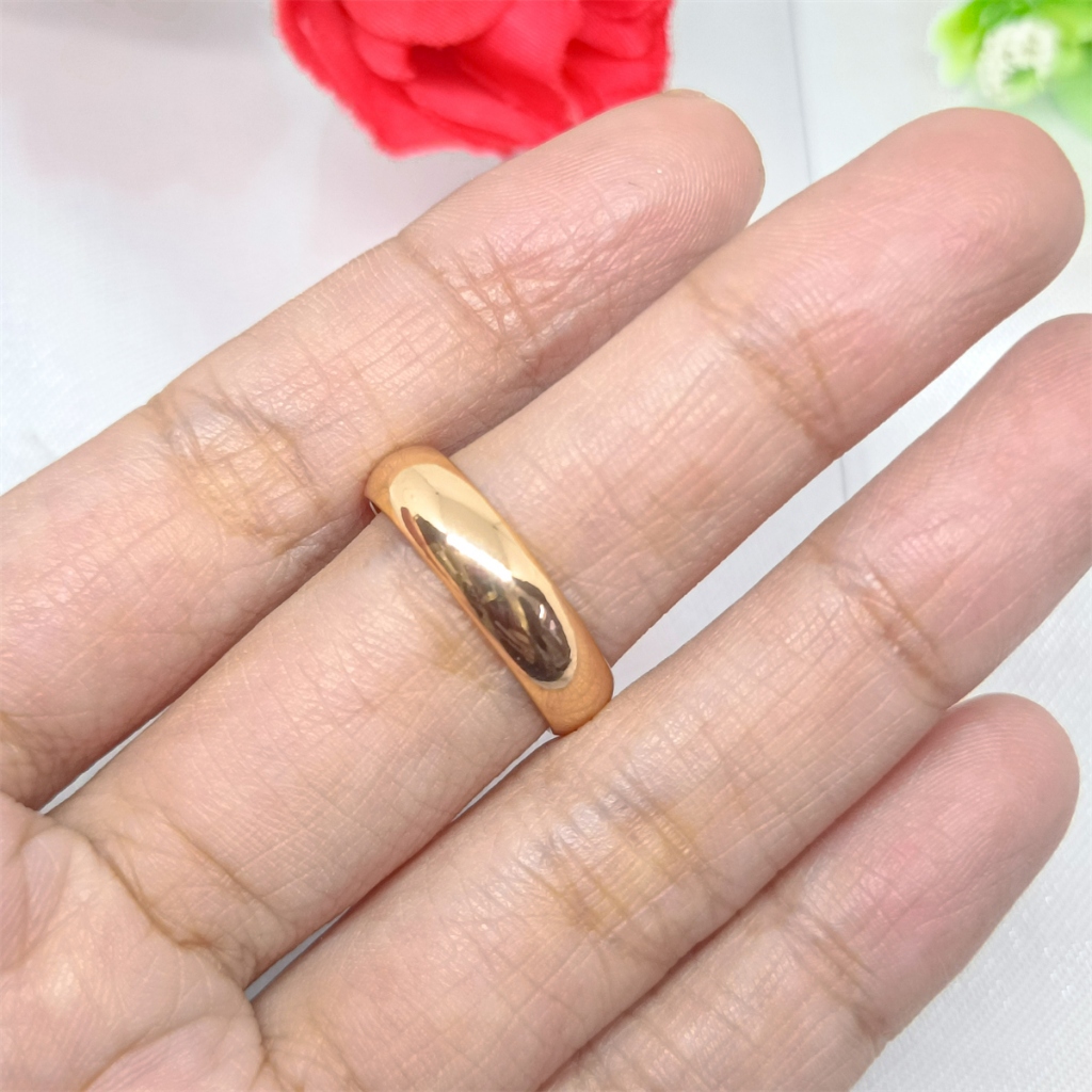 Cincin Polos Mirip Emas Asli Warna 24 Karat Lapis Emas Aksesoris Fashion Simple Anti Karat Tidak Mud