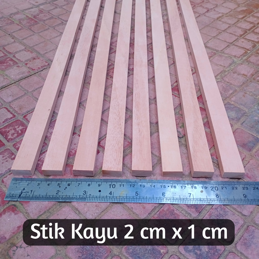 Stik Kayu 2 cm x 1 cm x 30 - 100 cm | Lis Kayu Kecil Panjang untuk Kerajinan, Dekorasi, Mainan dll