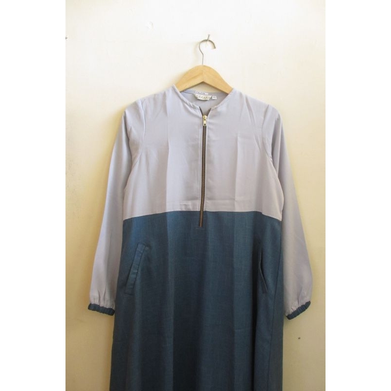 (COD)Sale preloved dress muslim/gamis Dinara wanita warna biru pastel/biru denim