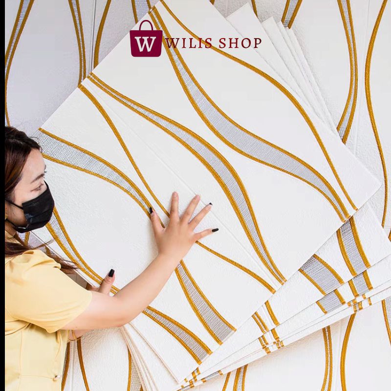 [COD] WALLPAPER FOAM 3D MOTIF GELOMBANG WALLPAPER DINDING WALLFOAM MEWAH TERMURAH