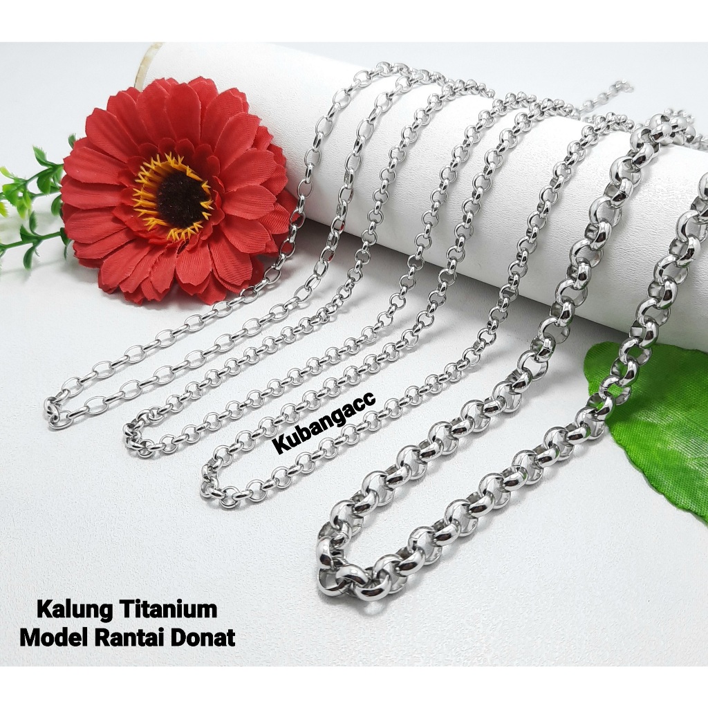 Kalung Rantai Kapal Titanium Model Donat Kalung Pria Wanita Titanium Anti Karat Anti Luntur