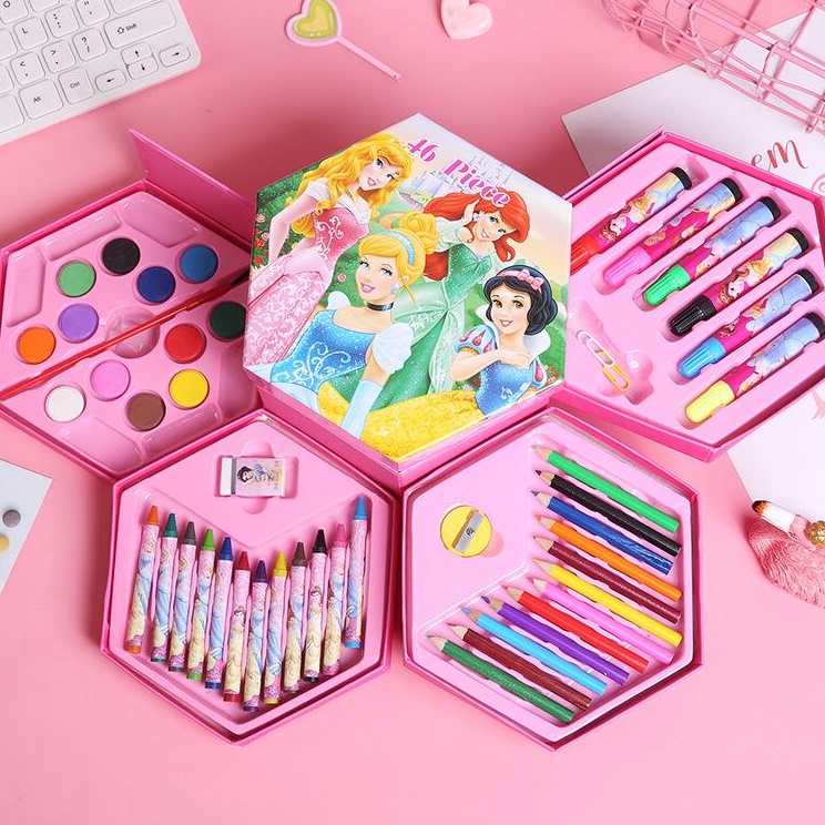 

JUALSERBAADA18Crayon set 46pcs 4in1 pensil cat warna alat seni pensil cat menggambar melukis