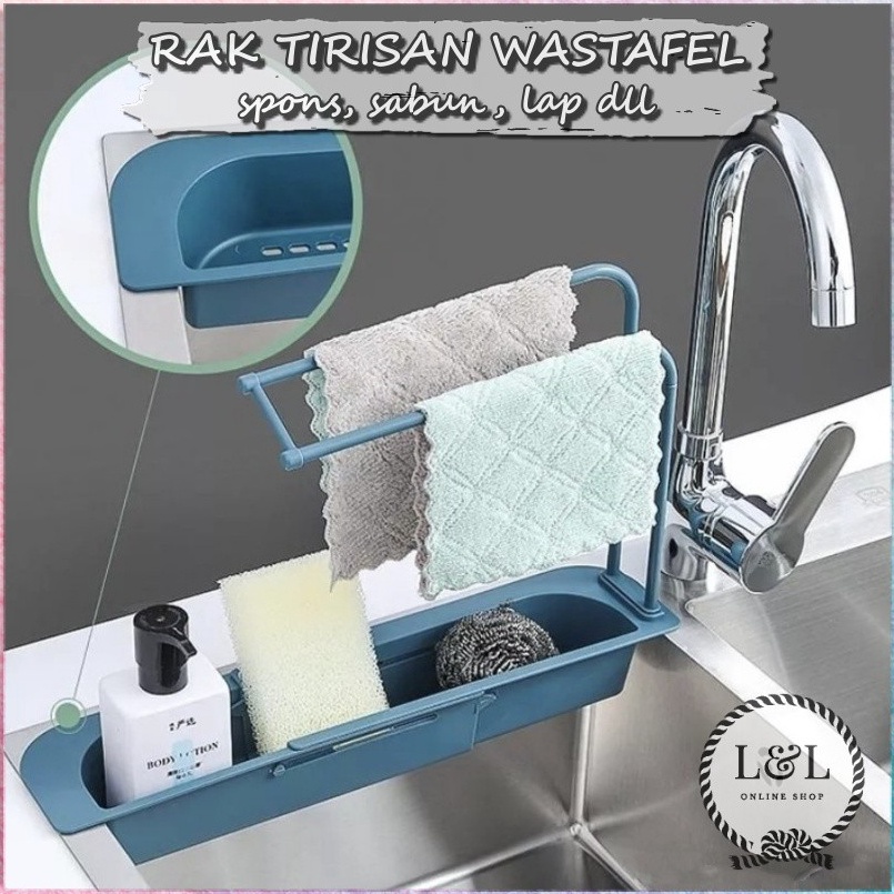 Rak Tirisan Spon  Tempat Spons Cuci Piring Lap Meja Dapur Wastafel  Kitchen Sponge Rag Rack
