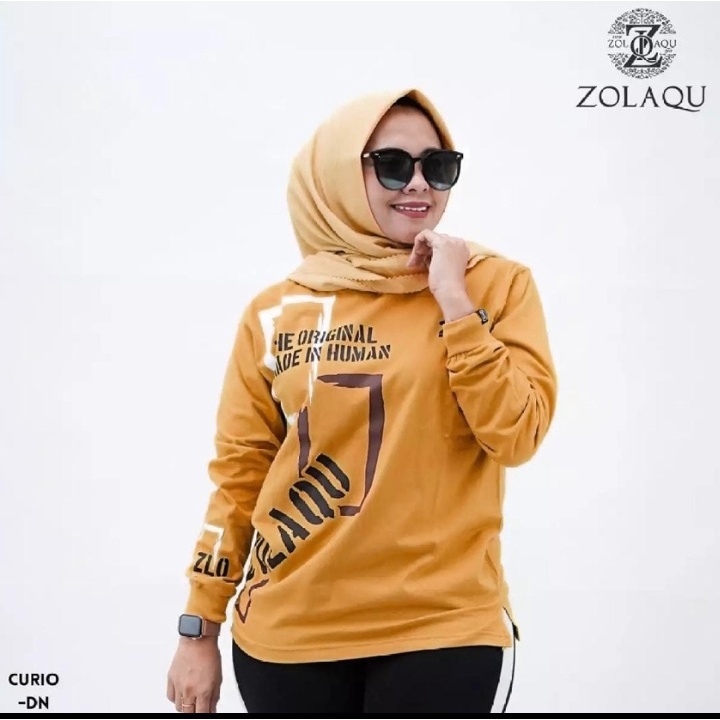 Zolaqu original kaos atasan baju zolaqu zolaku wanita perempuan cewek dewasa sablon lengan panjang