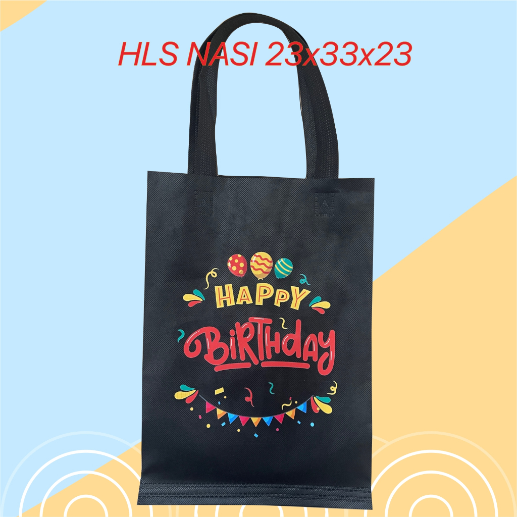 

Tas Spunbond Sablon DTF Ulang Tahun 23x33x23, Box Bag Happy Birthday