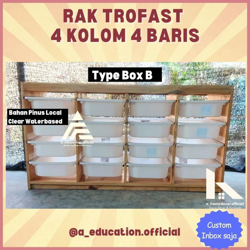 Rak Trofast rak penyimpanan rak mainan box IKEA  4 kolom 4 baris