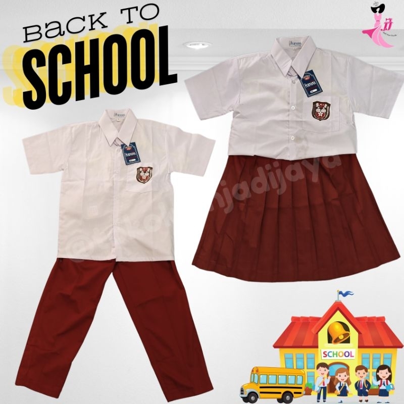 Set seragam sekolah sd / seragam sekolah dasar / kemeja seragam sekolah dasar / kemeja putih anak sd