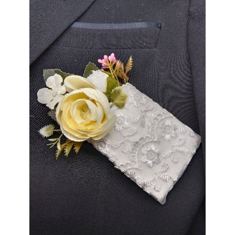 Korsase bros bunga pengantin elegant nuansa putih korsase bunga jas pengantin