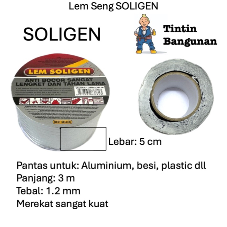 Lem Seng SOLIGEN 3m Lakban Anti Karat Lem Talang Lem Penambal Bocor Aluminium Asbes Plastik Talang S