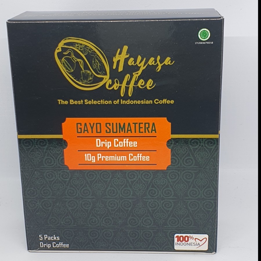 

HAYASA DRIP COFFEE GAYO ARABICA - 1 Pack isi 5 pcs @10 gram