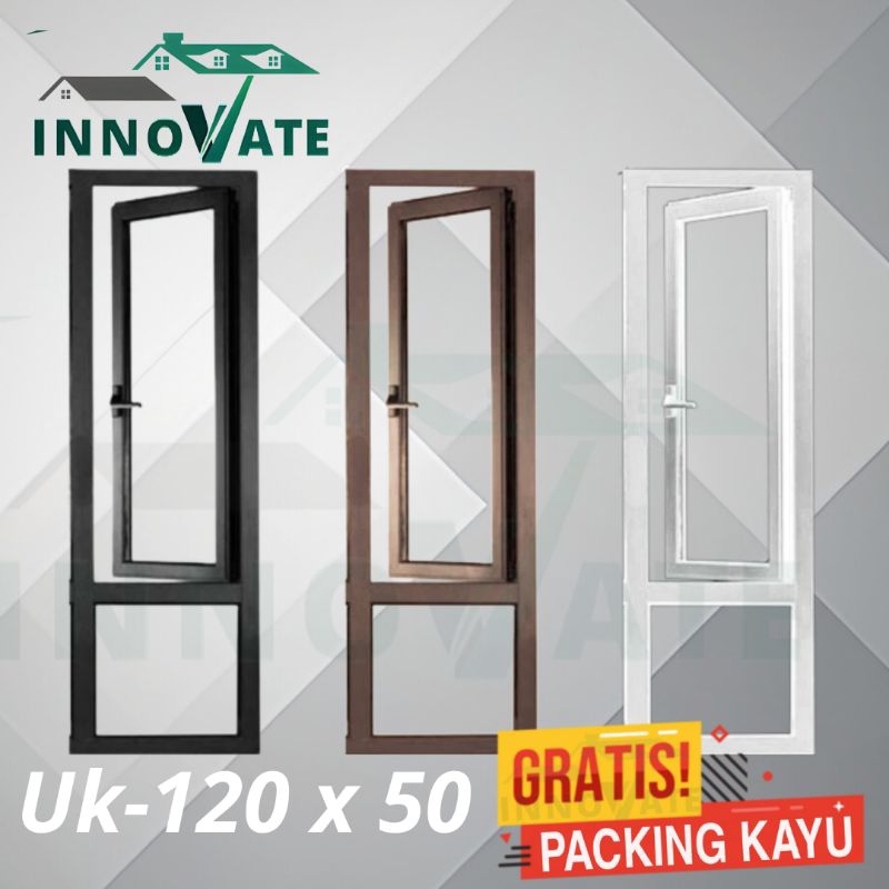 JENDELA ALUMINIUM daun+ kaca mati 120 x 50 GRATIS BUBBLE WRAP + PACKING KAYU