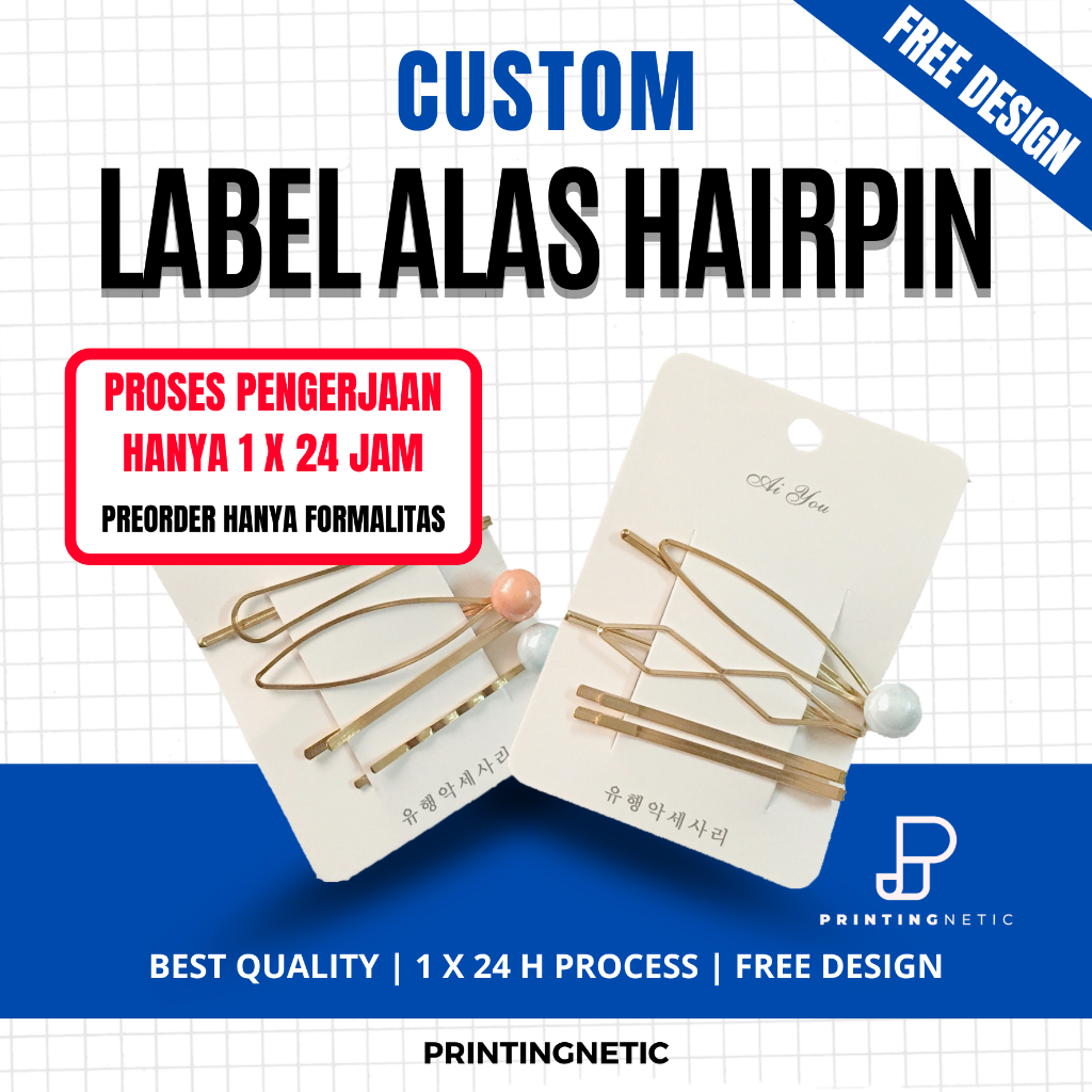 (FREE DESIGN) Custom Hair Pin Card/ Kertas Jepit Rambut / Hair Pin Card / Hair Rubber Band Card / Al