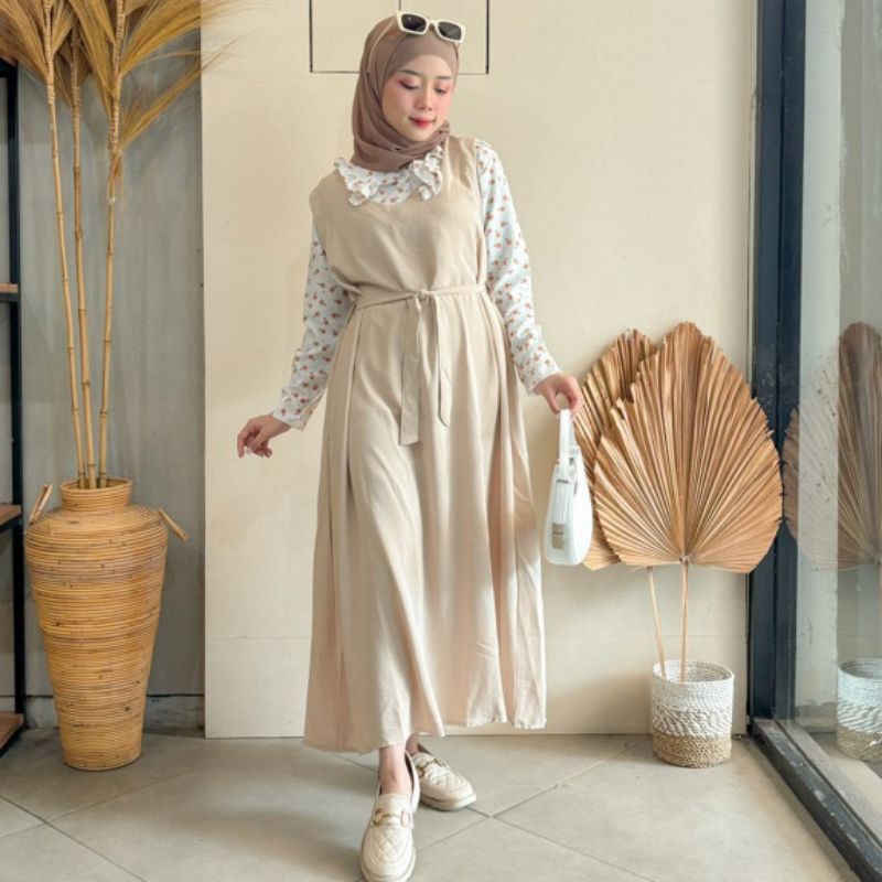 ONE SET LUCU OVERALL DRESS BUNGA-BUNGAAN