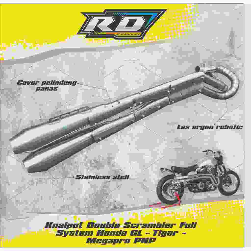 Knalpot Double Scrambler Full System GL - Tiger - Megapro - Scorpio PNP