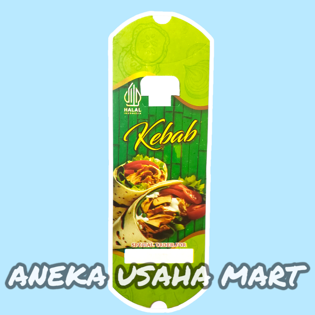 

DUS KEMASAN KERTAS KEBAB JUMBO BAHAN IVORY TARIKAN 21X9 CM