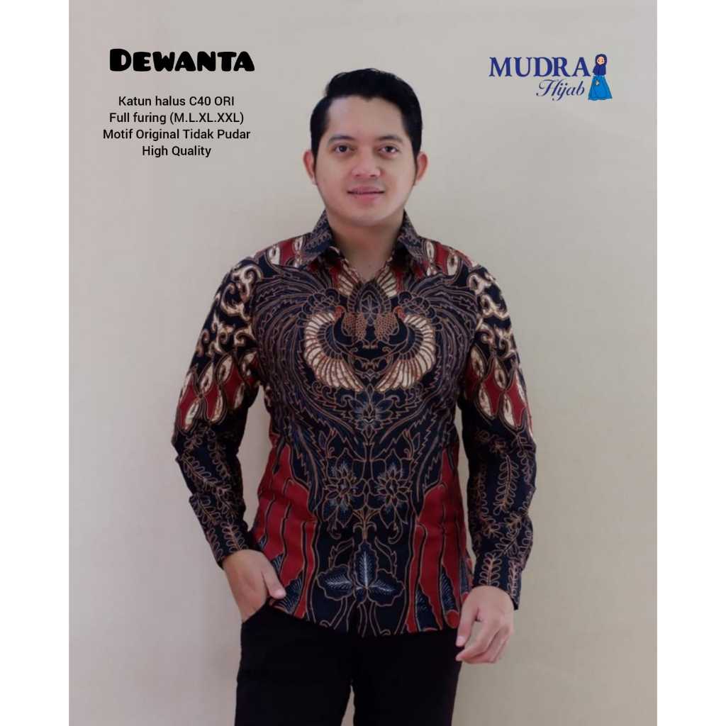 Batik Mudra Collection / Batik Pria Lengan Panjang / Batik Terbaru / Dewanta / Mudra Hijab