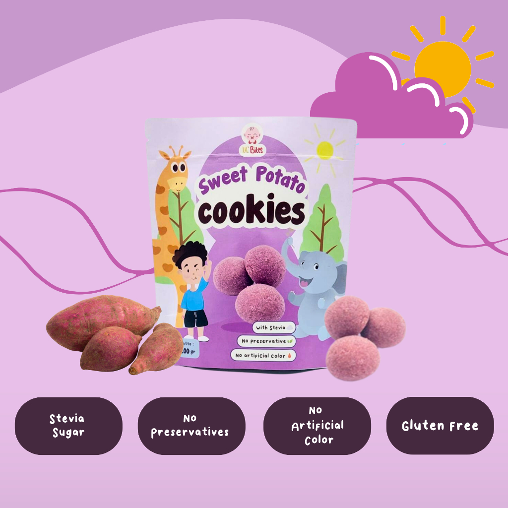 

Lil'Bites Cookies Camilan Sehat Anak Sweet Potato Gluten Free Dengan Stevia Pemanis Alami