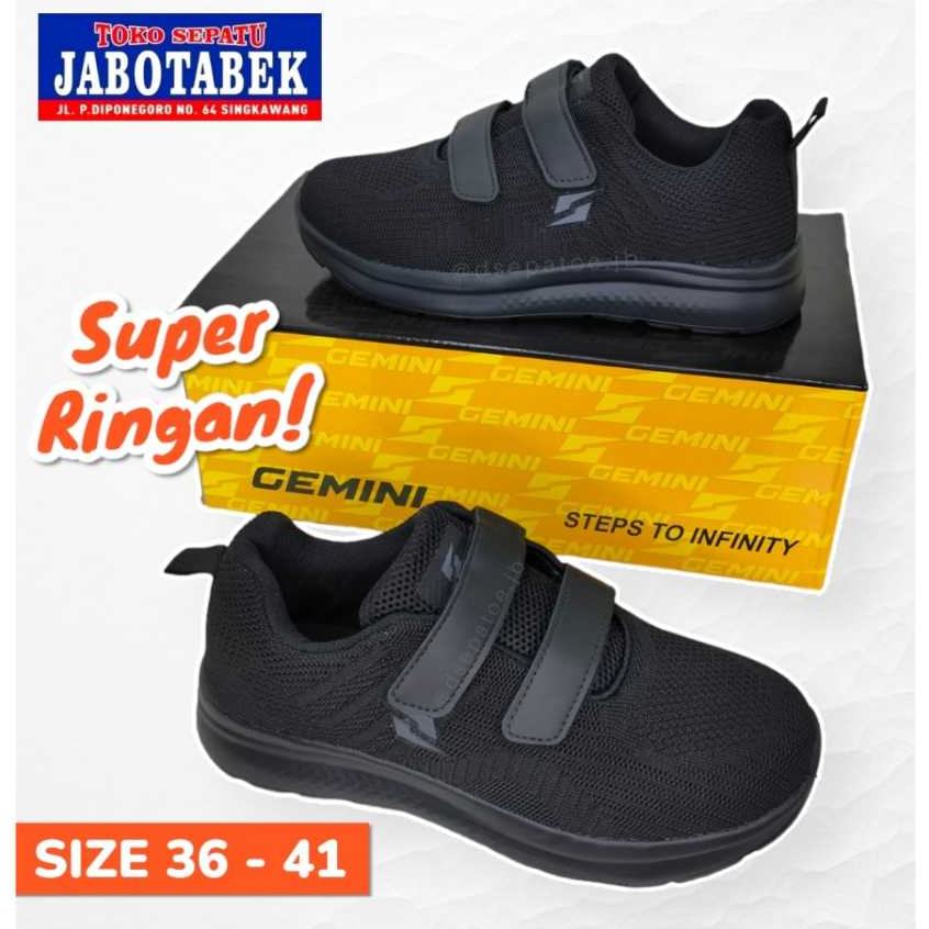 [COD] SEPATU SEKOLAH ANAK HITAM SEMUA PEREKAT TEMPEL GEMINI SIZE 36 37 38 39 40 41 / SEPATU SEKOLAH 