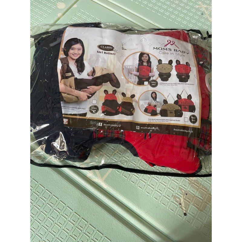 gendongan ransel moms baby seri kelinci warna merah BARU