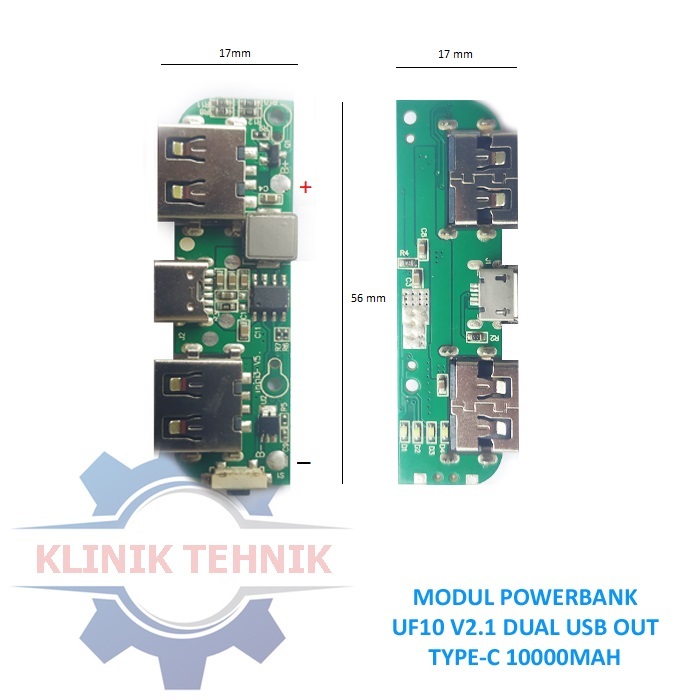 Modul kit Powerbank type-C TE-0210 2.1A dual usb out