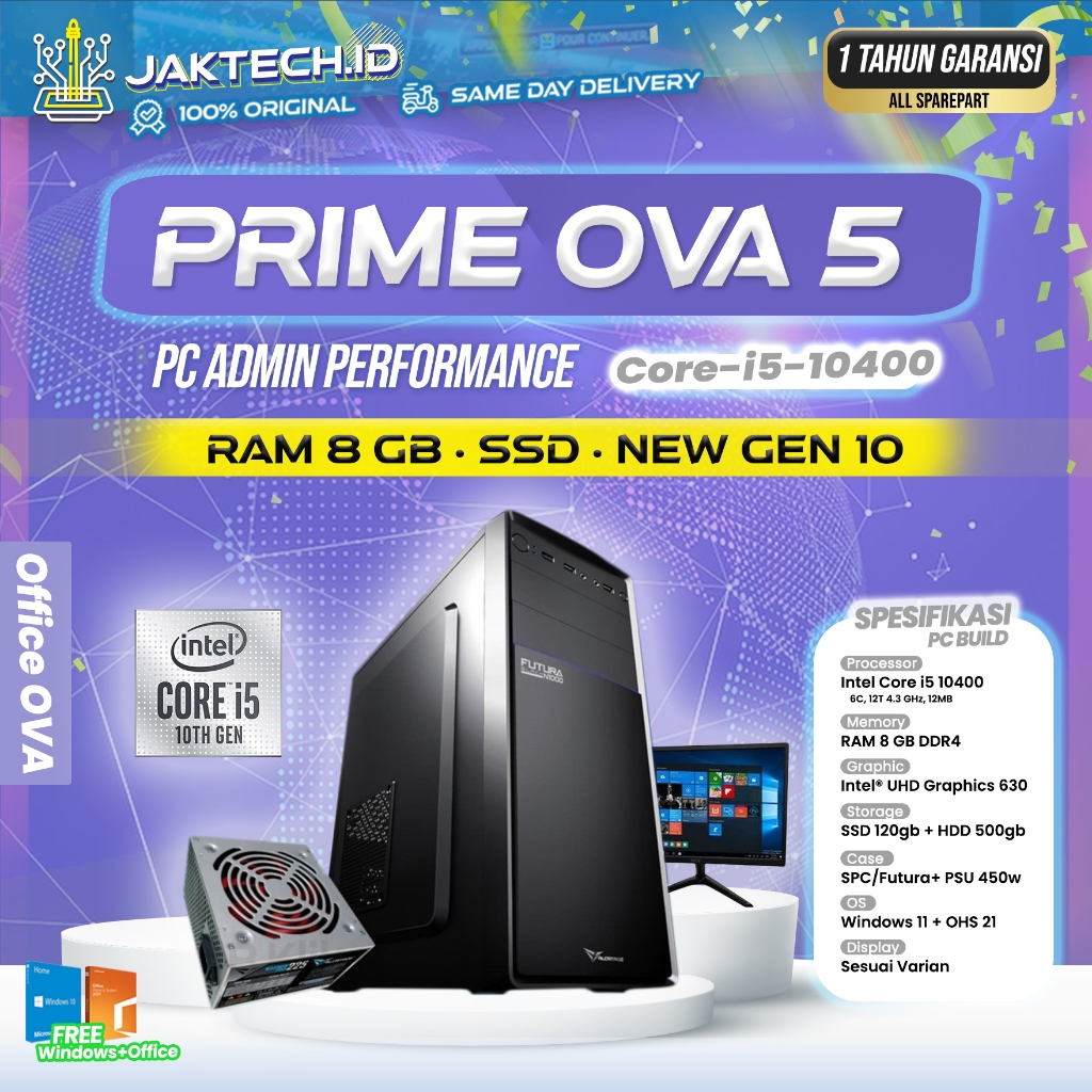 PC Rakitan Core i5 / i7 Gen 10 / 10400 / 10700 / SSD / CPU Desktop High Office Design Professional