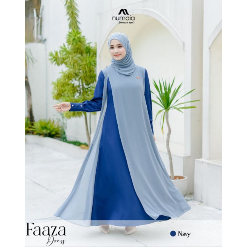 Faaza Dress Numaia - Gamis premium / Numaia Gamis / Gamis 2layer / Dress Kondangan/ Gamis terbaru / 