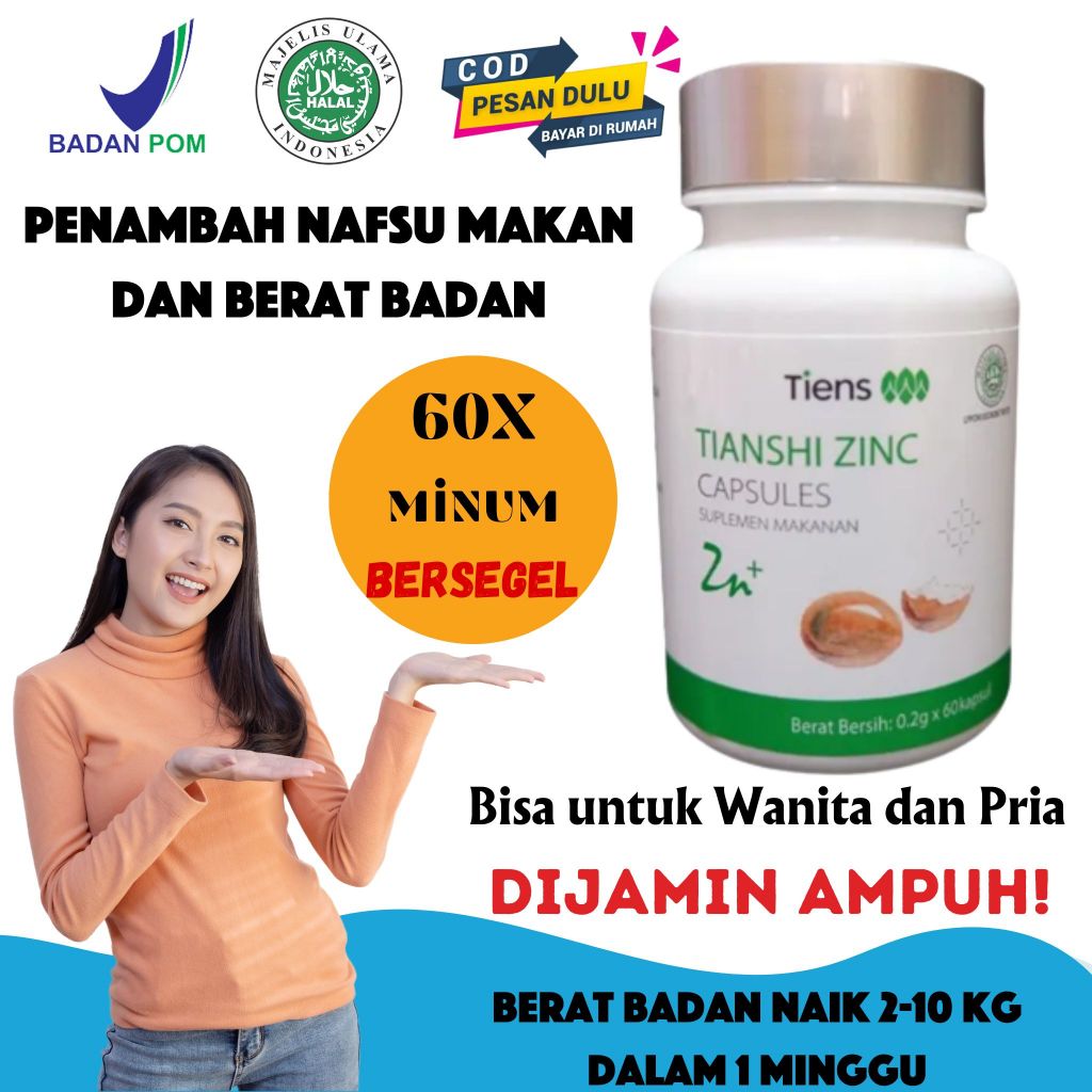 Zinc Capsule TIENS Suplemen Penggemuk badan BPOM/ Penambah Nafsu Makan/ Pengemuk Badan Pria & Wanita