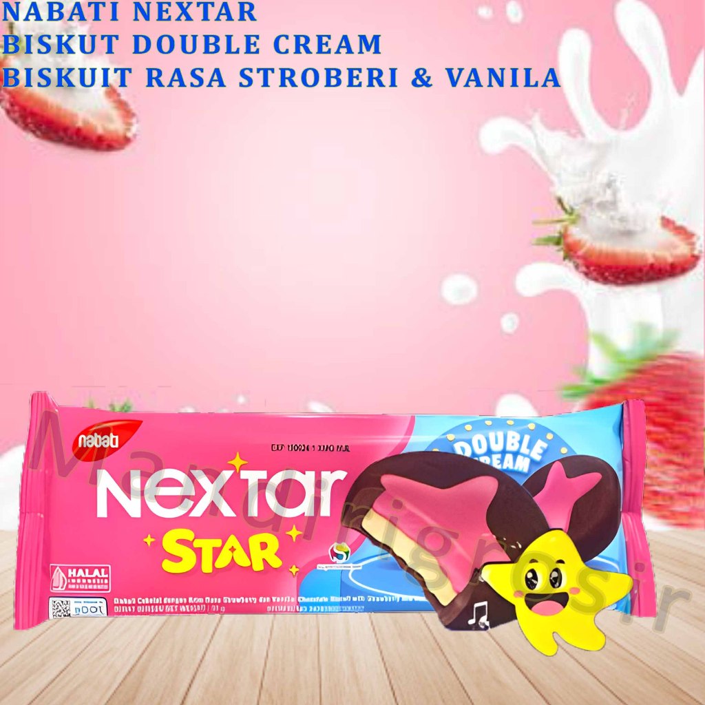 

Biskuit Double Cream * Nabati Nextar * Biskuit Rasa Strawberry & Vanilla * 31gr