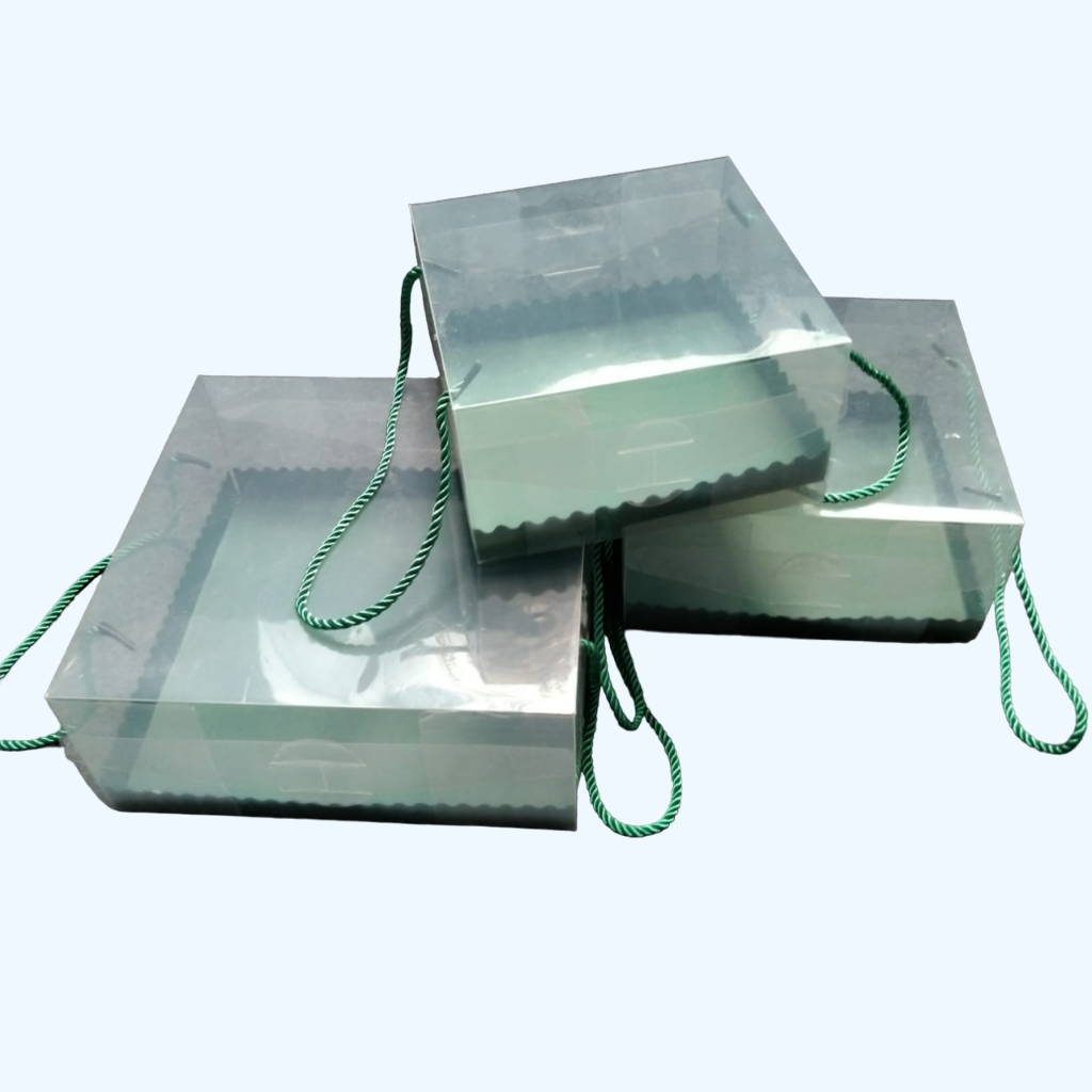 

Cake Box / Kotak Kue Mika Bening Tali Hijau Berbagai Ukuran